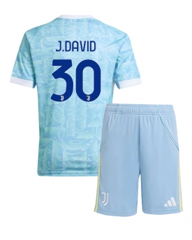 Billige Fotballdrakt Juventus Jonathan David #30 Replika Bortedraktsett Barn 2025-26 Kortermet (med bukser)